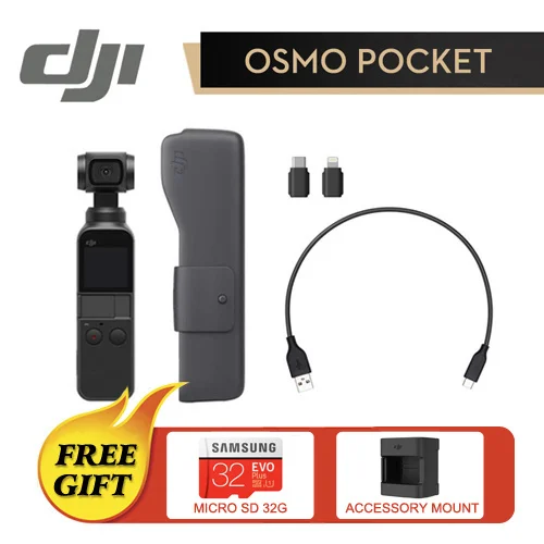 DJI Osmo карман самый маленький 3-осевая стабилизированная ручной Камера с 4K 60fps видео бренд DJI мини Osmo - Цвет: Free 32G And Mount