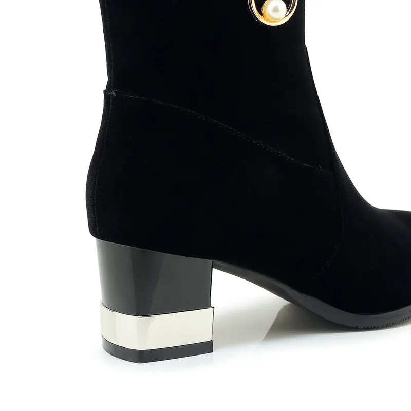 

2020 new top quality faux suede boots women high heels ankle boots for women zipper autumn winter shoes female size 41 42 43