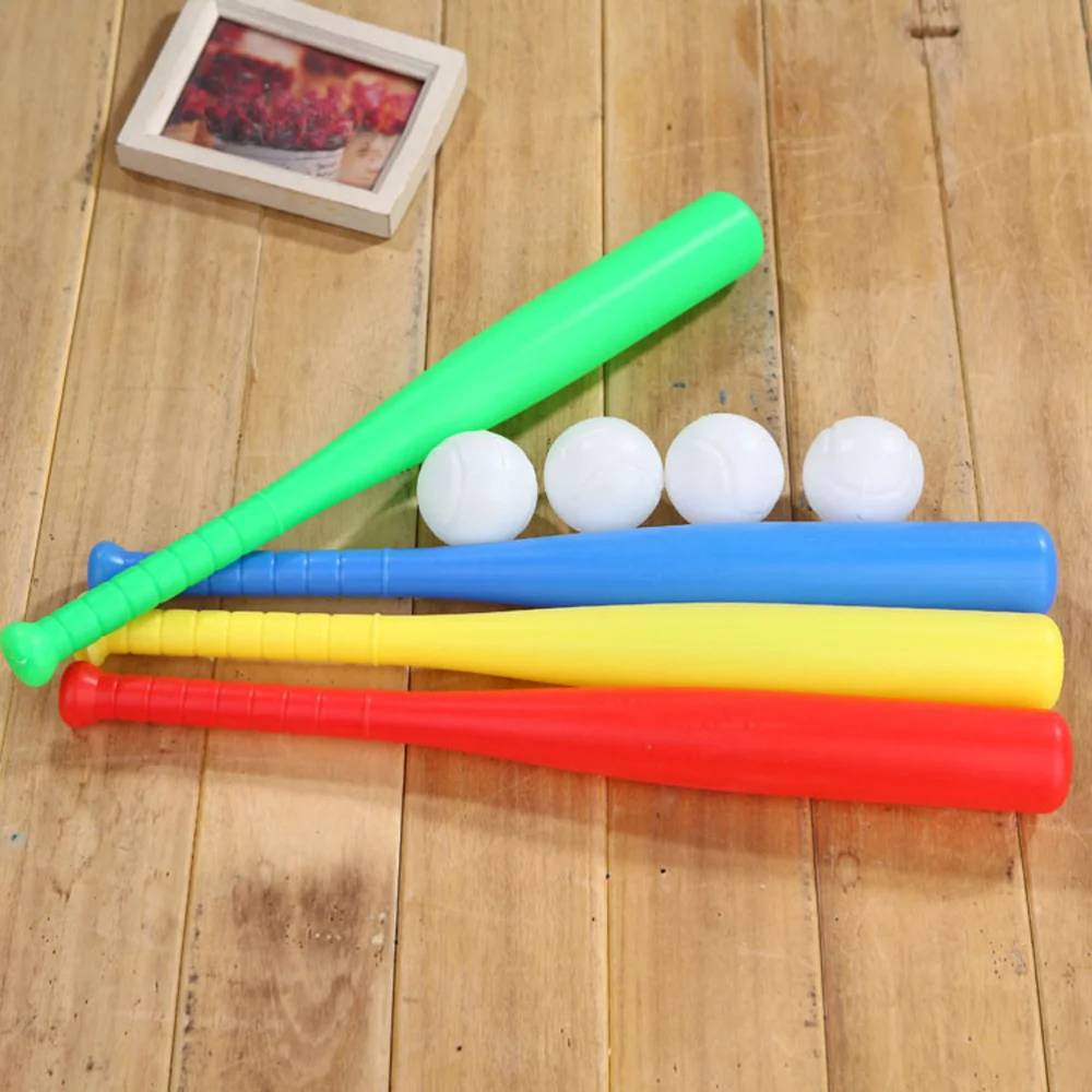 

4 Sets Baseball Bat Kit with Baseball for Kids Children Outdoor Sports Red Yellow Blue Green Each Set
