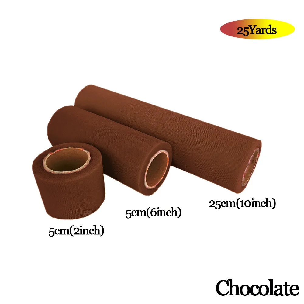 CHOCOLATE Фатиновая юбка-пачка из органзы в рулоне 5 см, 15 см, 25 см, розовый, синий цвет, Тюлевая юбка-пачка из органзы, вечерние украшения для девочек 25 лет - Цвет: CHOCOLATE