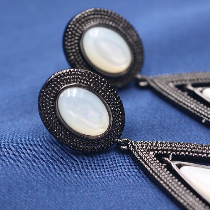 Женские длинные серьги подвески с натуральным пресноводным