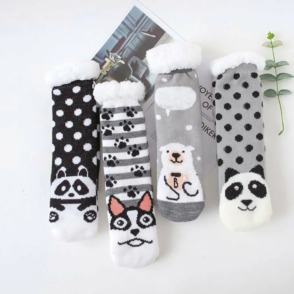 Женские носки Забавные милые зимние мягкие теплые пушистые удобные тапочки с