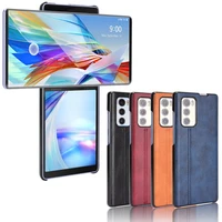 for lg wing 5g 2020 case route calfskin pu leather pc hard back phone case cover for lg wing 5g 6 8
