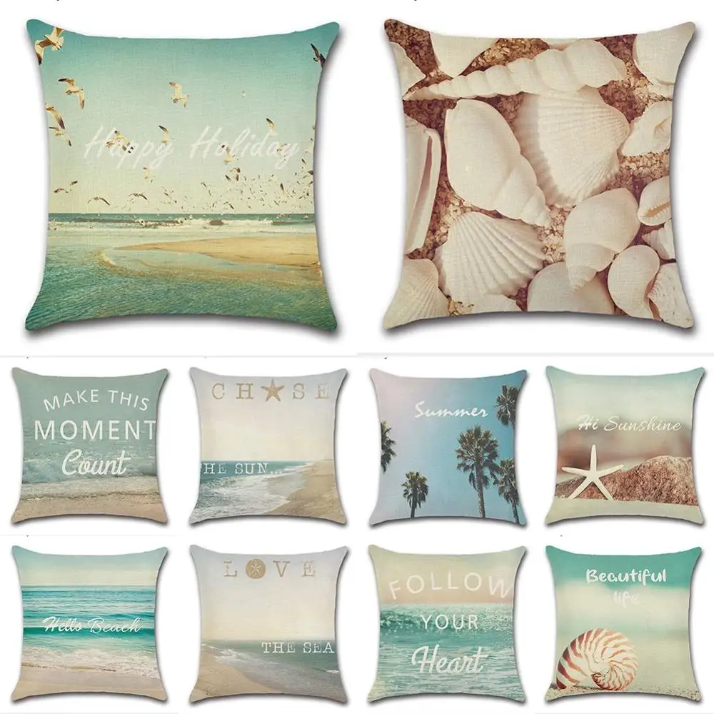 Синяя пляжная наволочка для морского побережья украшение дома в гавайском стиле