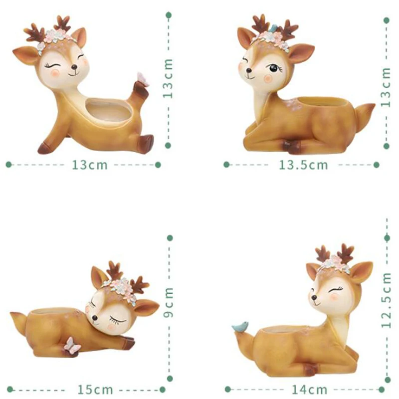 

4Pcs Deer Flower Pot Succulent Flower Pot Animal Sika Deer Crafts Desktop Cactus Flower Pot Fairy Garden Decoration