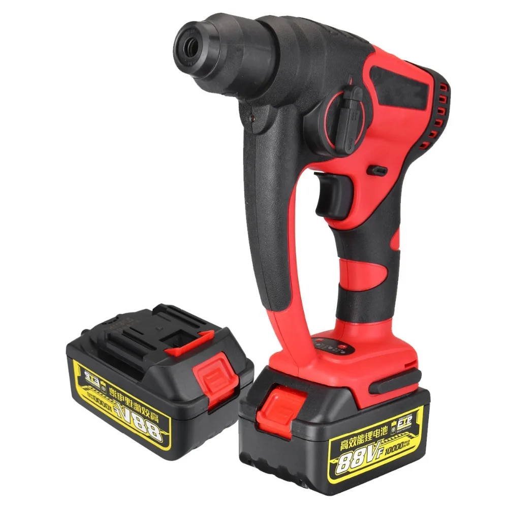 

Brushless Cordless Electric Drill Hammer Rotary Hammer Drill Hammer Drill Screwdriver Power Tools with 2 Battery 1 Power Adapter