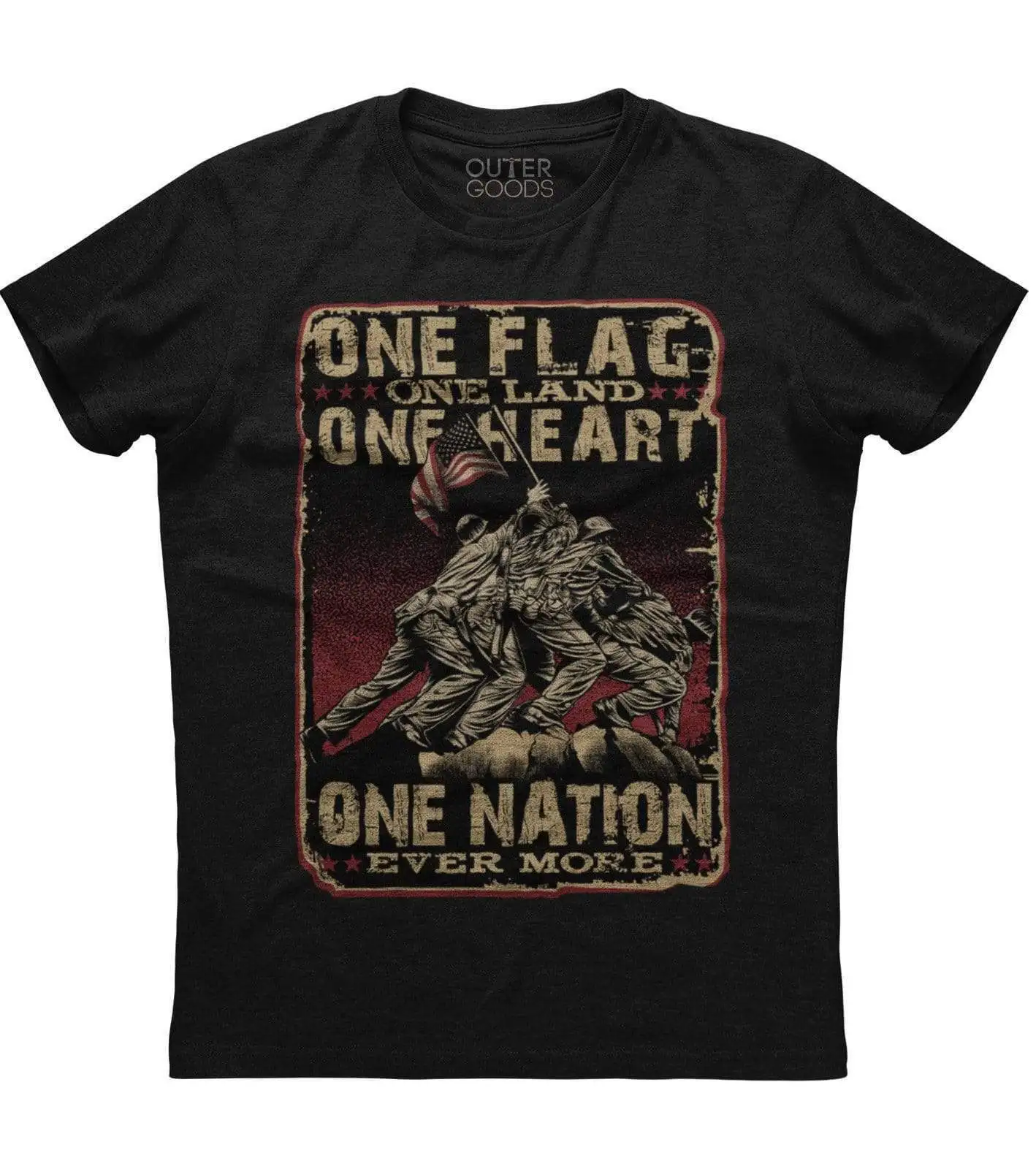 

One Flag One Land One Heart One Nation Men's New Patriotic Black T-shirt