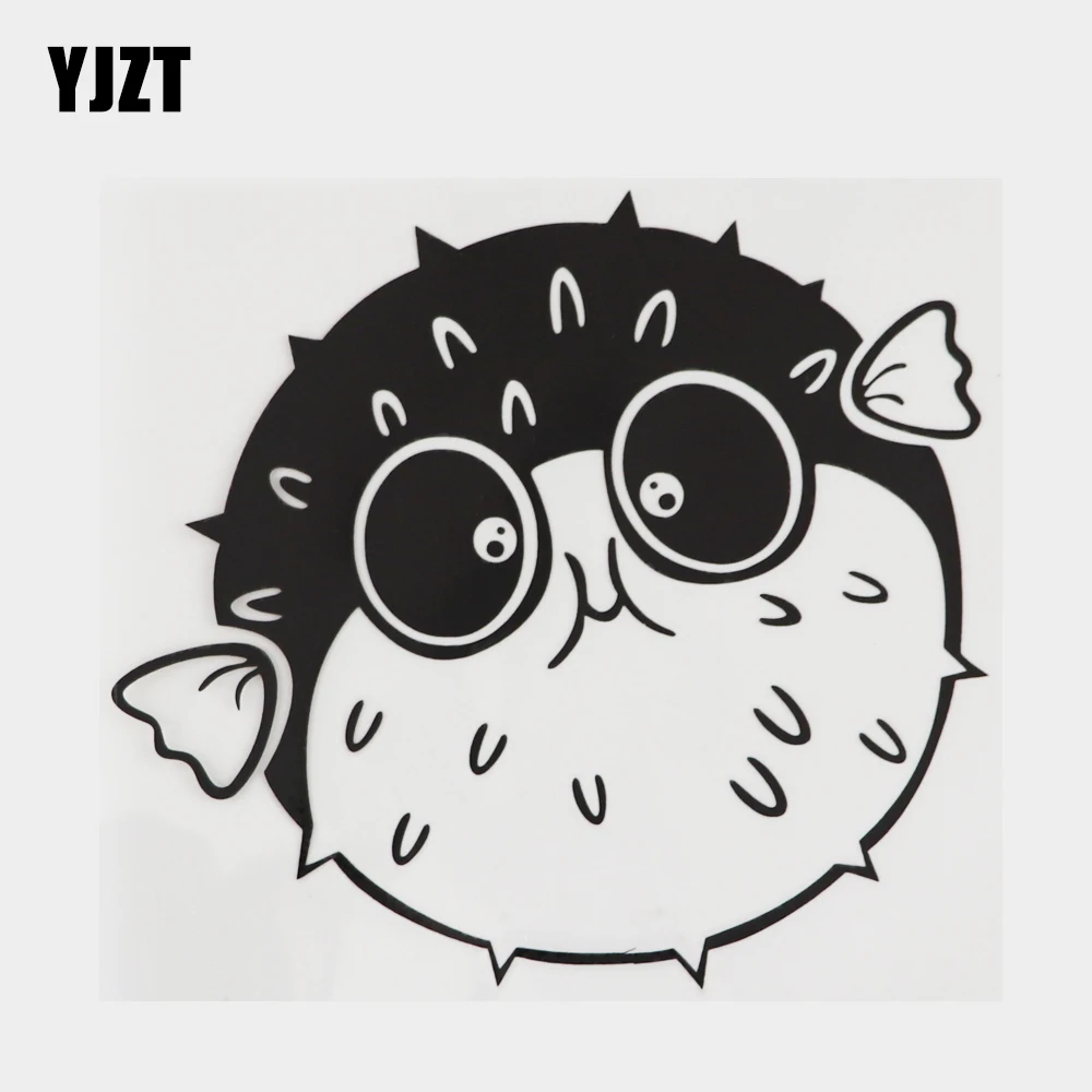 

YJZT 14.7CM×14CM Funny Animal Fish Car Stickers Vinyl Black/Silver Decal 13D-1276