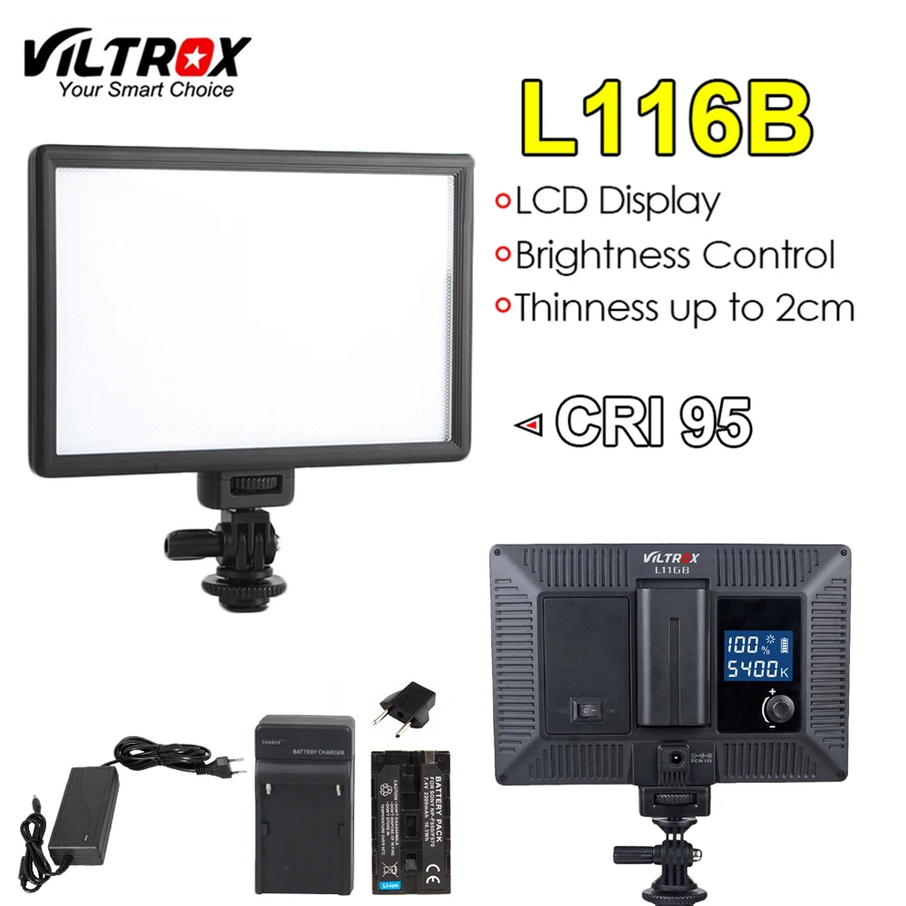 Viltrox L116B камера Супер тонкий ЖК-дисплей диммируемая студийная Светодиодная лампа для освещения видео панель для камеры DV видеокамеры DSLR