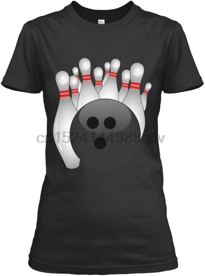 Женская футболка с боулингом и булавками |