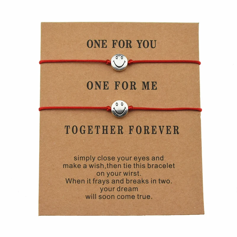 2 шт./компл. новые браслеты с подвесками в виде смайликов для влюбленных пар