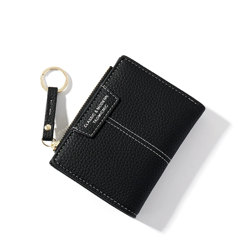 

Women Short Solid Color Wallets Female Pu Leather Zipper Coin Purses Ladies Hasp Multi-cards Holder Fashion Money Clip Key Ring