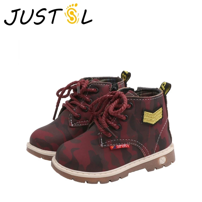 JUSTSL осенне зимние ботинки для мальчиков и девочек детская повседневная обувь