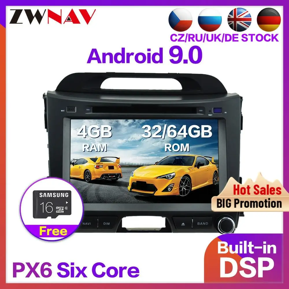 Автомагнитола PX6 4 + 64 дюйма Android 9 0 DVD плеер мультимедийная стереосистема для KIA