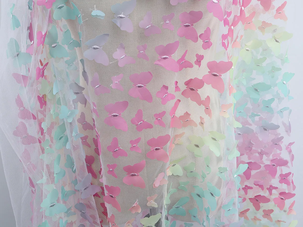 3D бабочка аппликация кружева ткань свадебная одежда платье изготовление продано