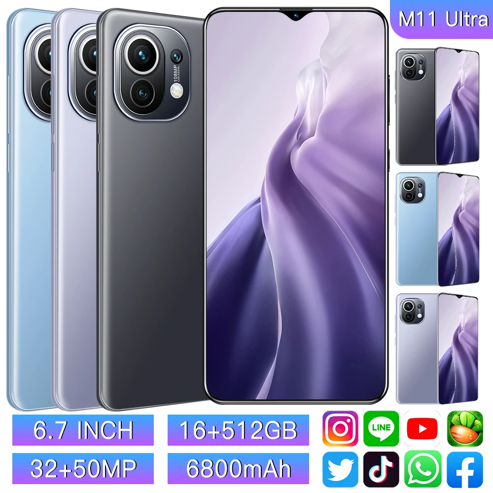 Глобальная версия M11 ультра 5G Smartphones16 + 512 Гб Andriod 11 0 6800 мА/ч большая Батарея 32 50 Мп