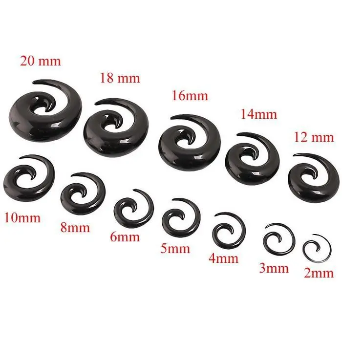 Черные акриловые ушные конусы 30 шт./лот с силиконовой заглушкой туннели для ушей