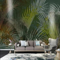 custom mural wallpaper modern nordic leaves tropical plants fresco living room restaurant cafe self adhesive waterproof stickers