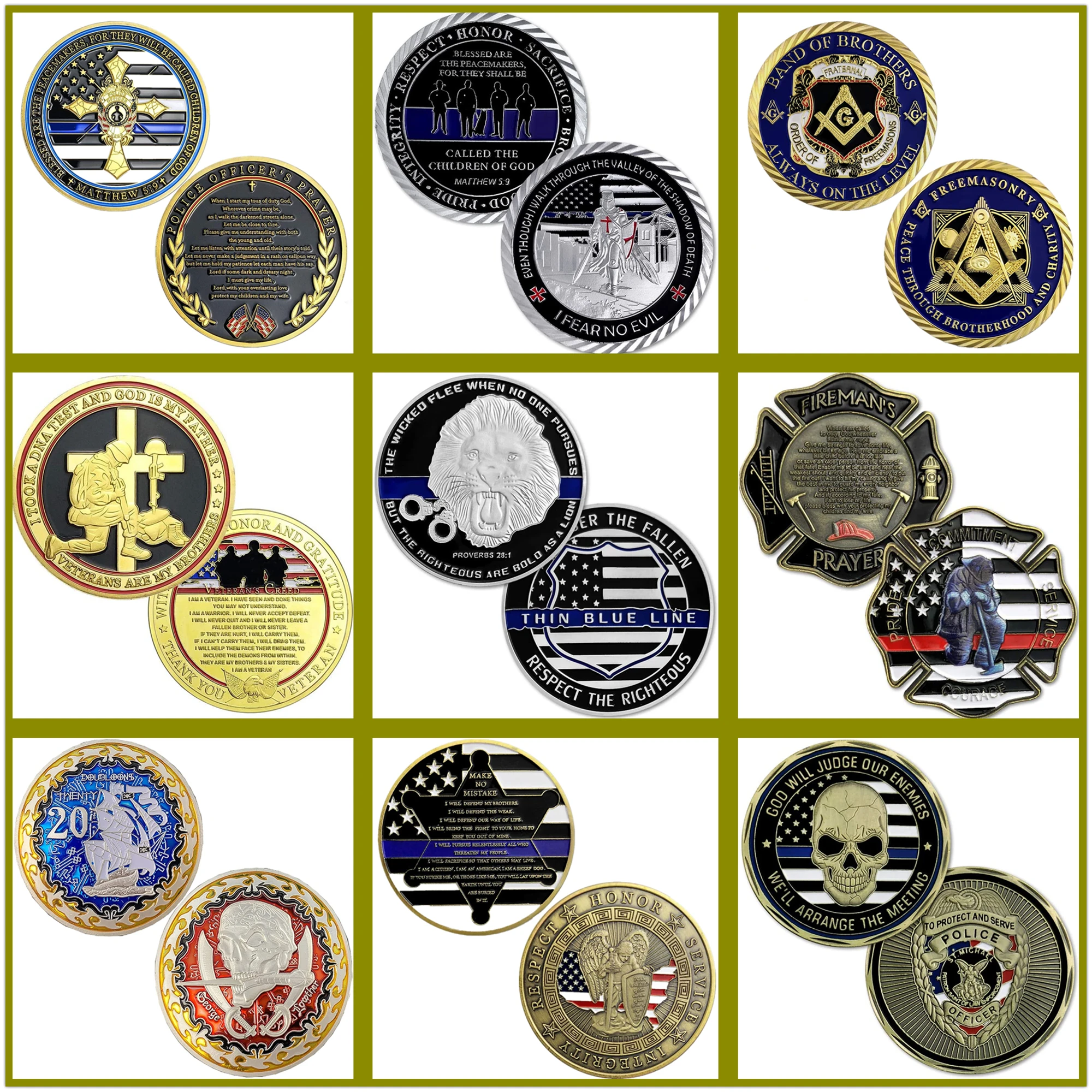 

100 Styles Of American Military Challenge Coin Clearance Sale Armor of God Pray Coast Guard Core Values K9 Navy Air Force