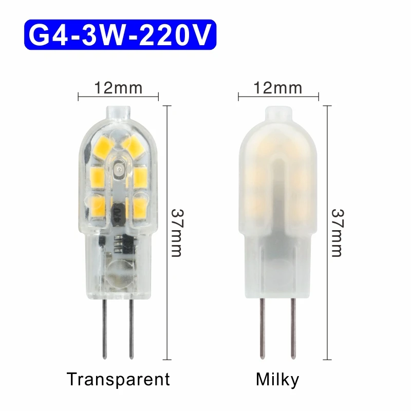 G4 3W 220V 5 шт./лот светодиодный лампы 3W 5 Вт G4 G9 светильник лампочка переменного тока 220V DC 12V Светодиодный светильник SMD2835 Точечный светильник люстра светильник ing заменить галогенные лампы - Испускаемый цвет: G4 3W 220V