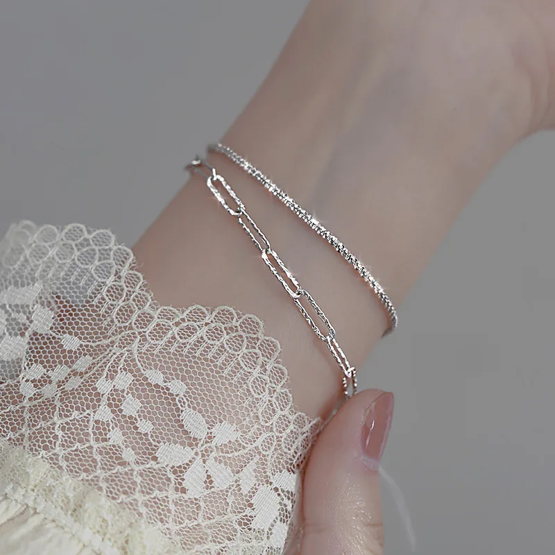 

925 sterling silver sparkling bracelet female ins niche design light luxury high sense exquisite simplicity cold temperament