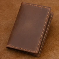 genuine cowhide leather vintage slim credit card holder and driver license holder casual for men boy son husband