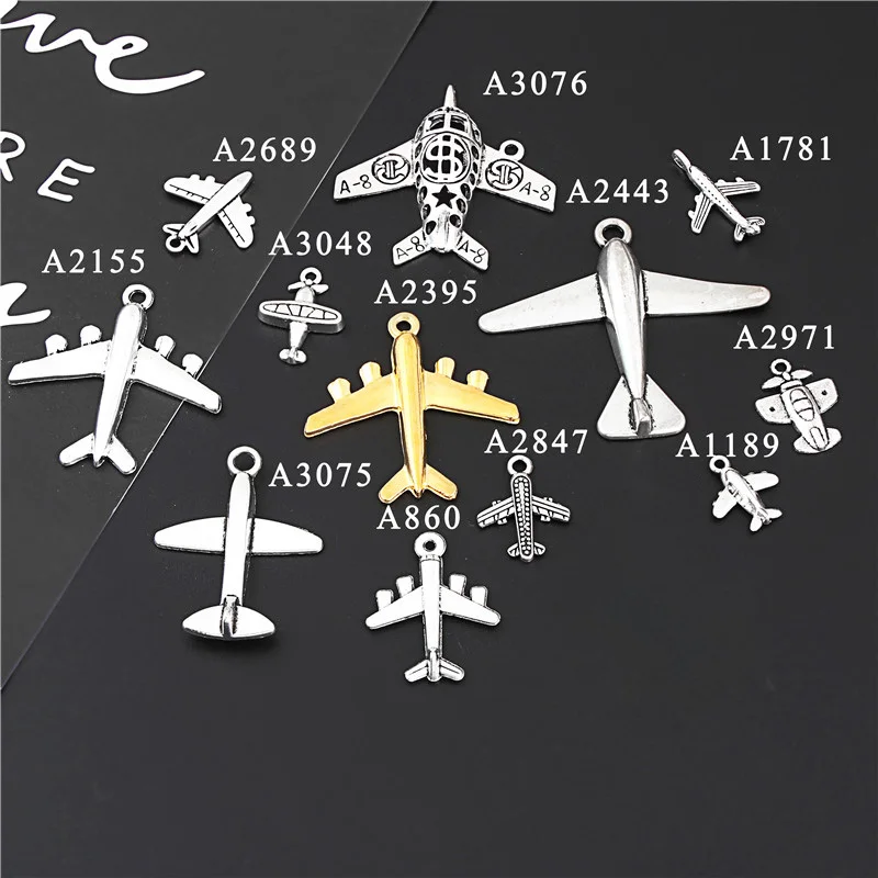 10 шт покрытые серебром Цвет самолет подвеска в виде вертолета ожерелье Fly