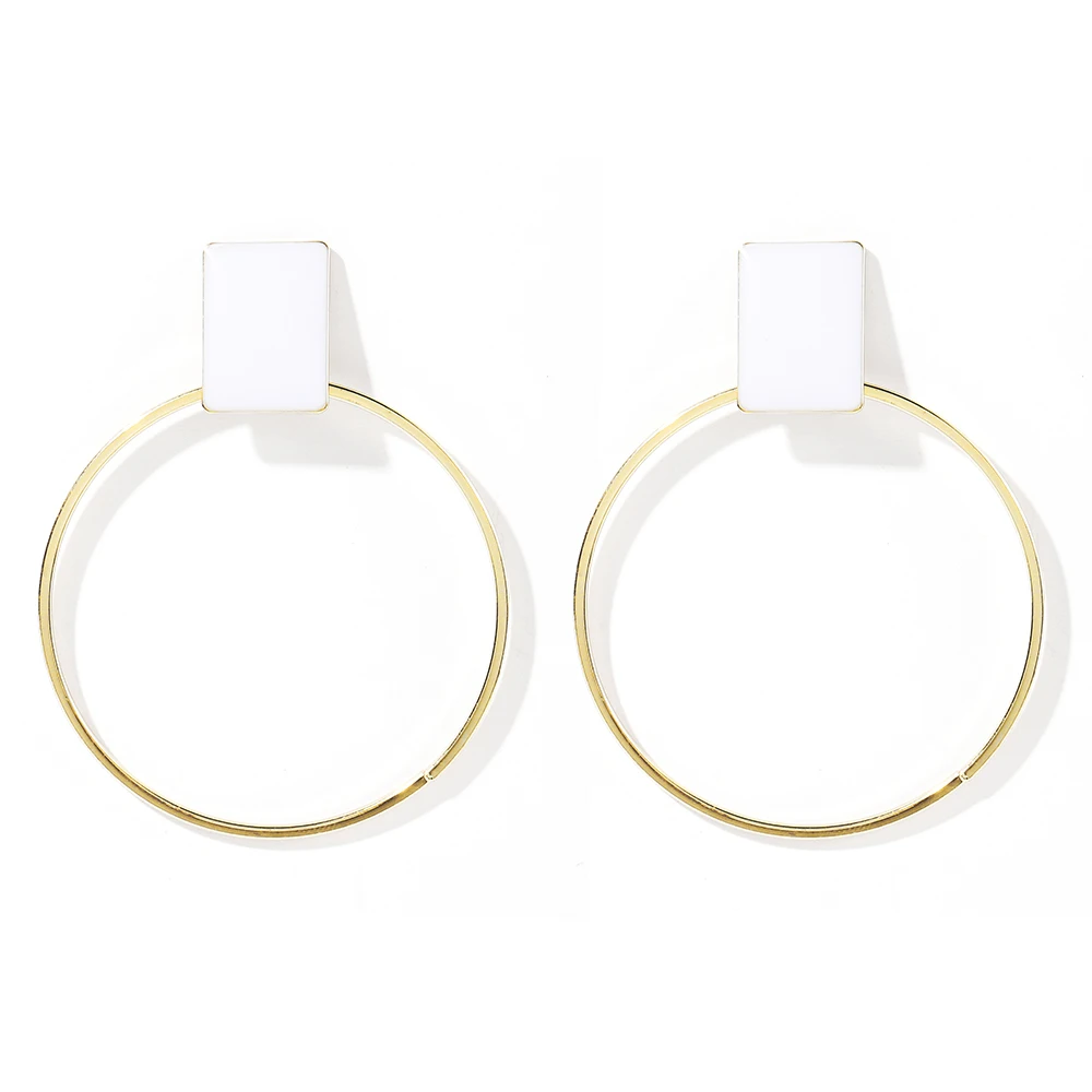 Висячие серьги WYBU в виде золотых колец черные и белые гвоздики с ручной росписью