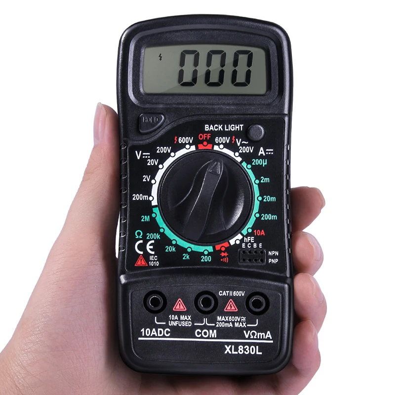 A-BF Digital Multimeter AC/DC Ammeter Data Hold LCD Backlight Voltage Current Resistance Meter Tester Multimeters Diode XL830L |