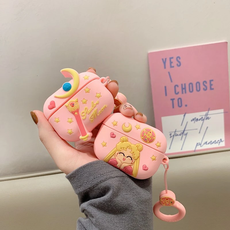 Милый 3D Сейлор Мун розовый для Airpods Pro Чехол наушников Защитный чехол Fundas