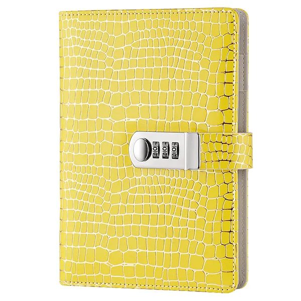 yellow Кожаный дневник, блокнот с кодом блокировки, бизнес, винтажный дневник, блокнот в мягкой обложке, 80 листов, канцелярские товары, поставки, подарок - Цвет: yellow