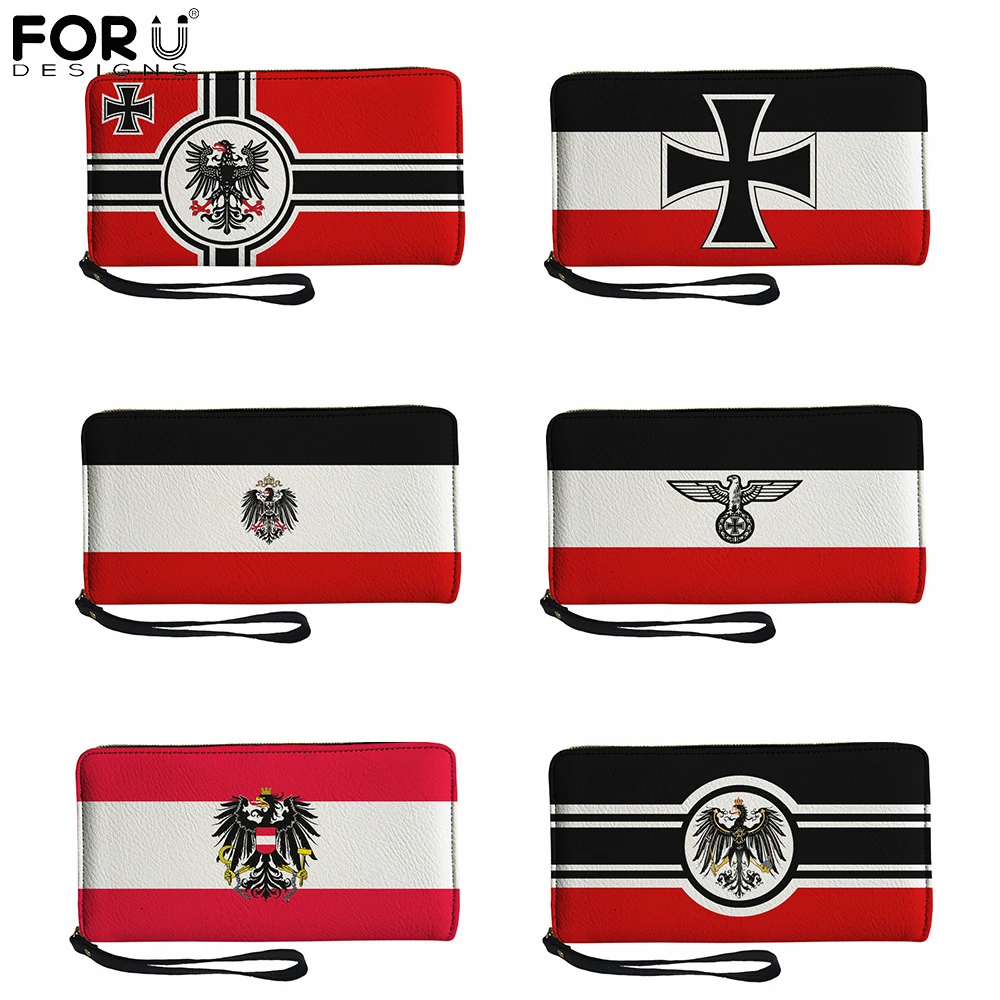 

FORUDESIGNS Newest Women Pu Leather Wallets German Empire Flag Design Luxury Female Money Coin Bags Passport Holder Clutch Purse