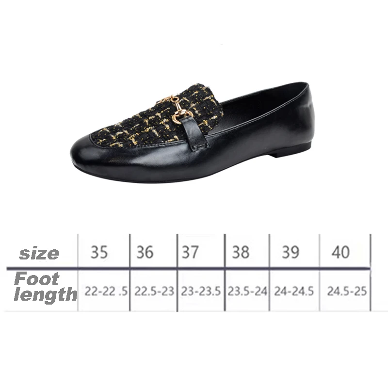 Fashion Women's Shoes Spring British Style Low-Heeled Ioafers Comfortable Female Single Moccasins Gold Metal Chain Flat Shoes