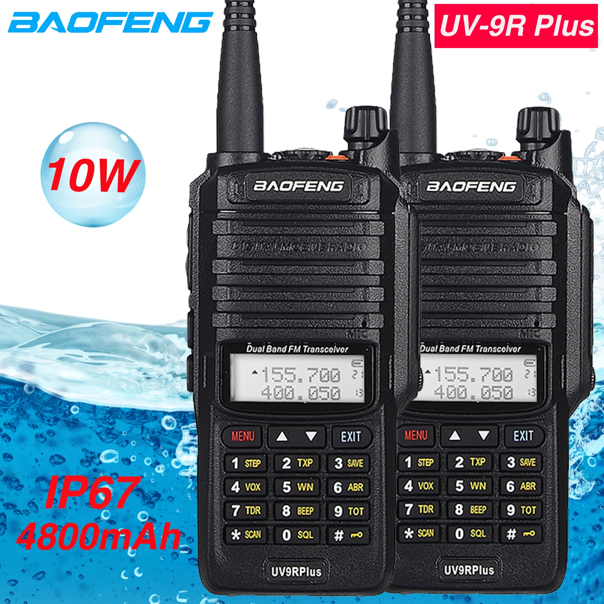 Водонепроницаемый 10 Вт Baofeng uv 9r Plus рация двухстороннее радио км Двухдиапазонный