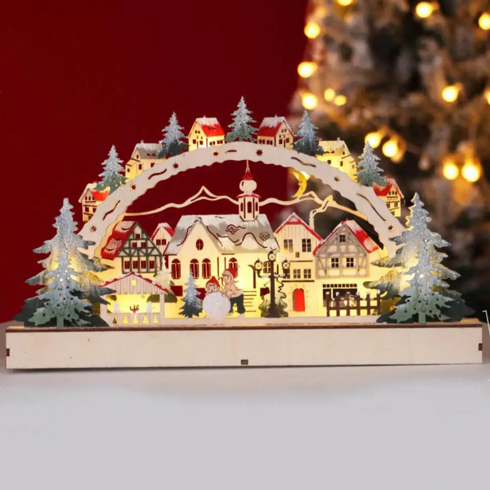 

2022 New Year Gift Wooden Christmas Snow Houses LED Glowing Christmas Village Christmas Decorations For Home Mall Window Navidad