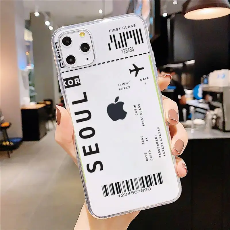 

AIR Tickets Travel Label Country Phone Case Transparent soft For iphone 5 5s 5c se 6 6s 7 8 11 12 plus mini x xs xr pro max