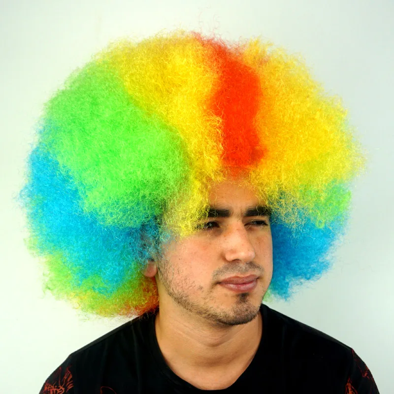 Afro Party Wigs Colorful Hair Big Wig Curly Short Fan wigs Halloween Headdress | Дом и сад
