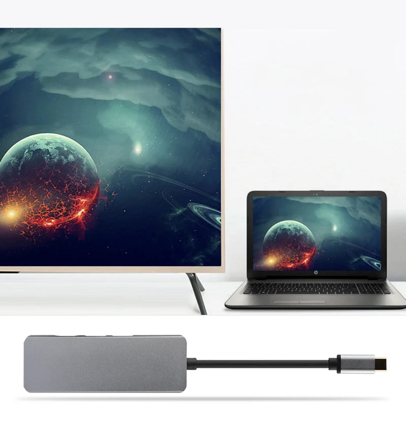 Ajiuyu USB C концентратор type-C адаптер док-станция Thunderbolt 3 мульти порт HDMI VGA USB RJ45 Gigabit Ethernet сплиттер для MateBook Pro Air