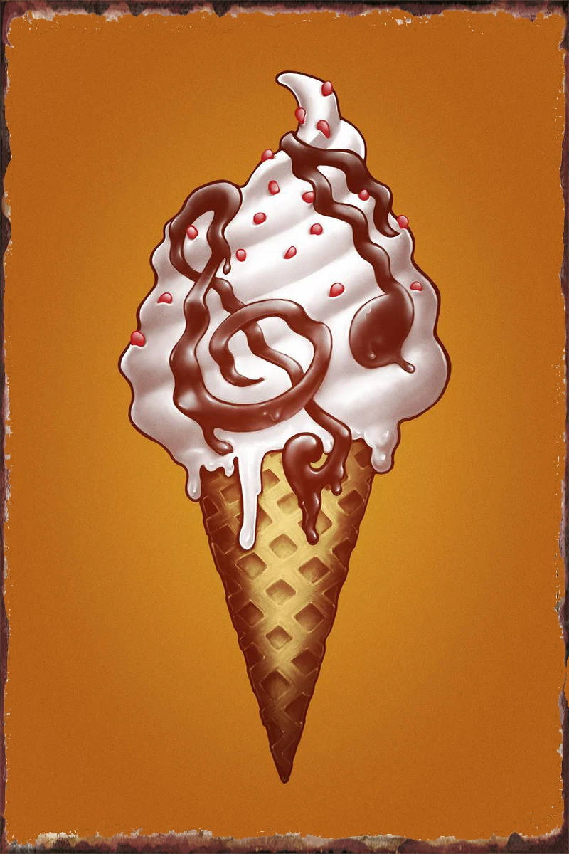 

Винтажная металлическая Оловянная вывеска в виде музыкальной ноты для мороженого, жестяные таблички, Настенный декор, украшение для комнат...