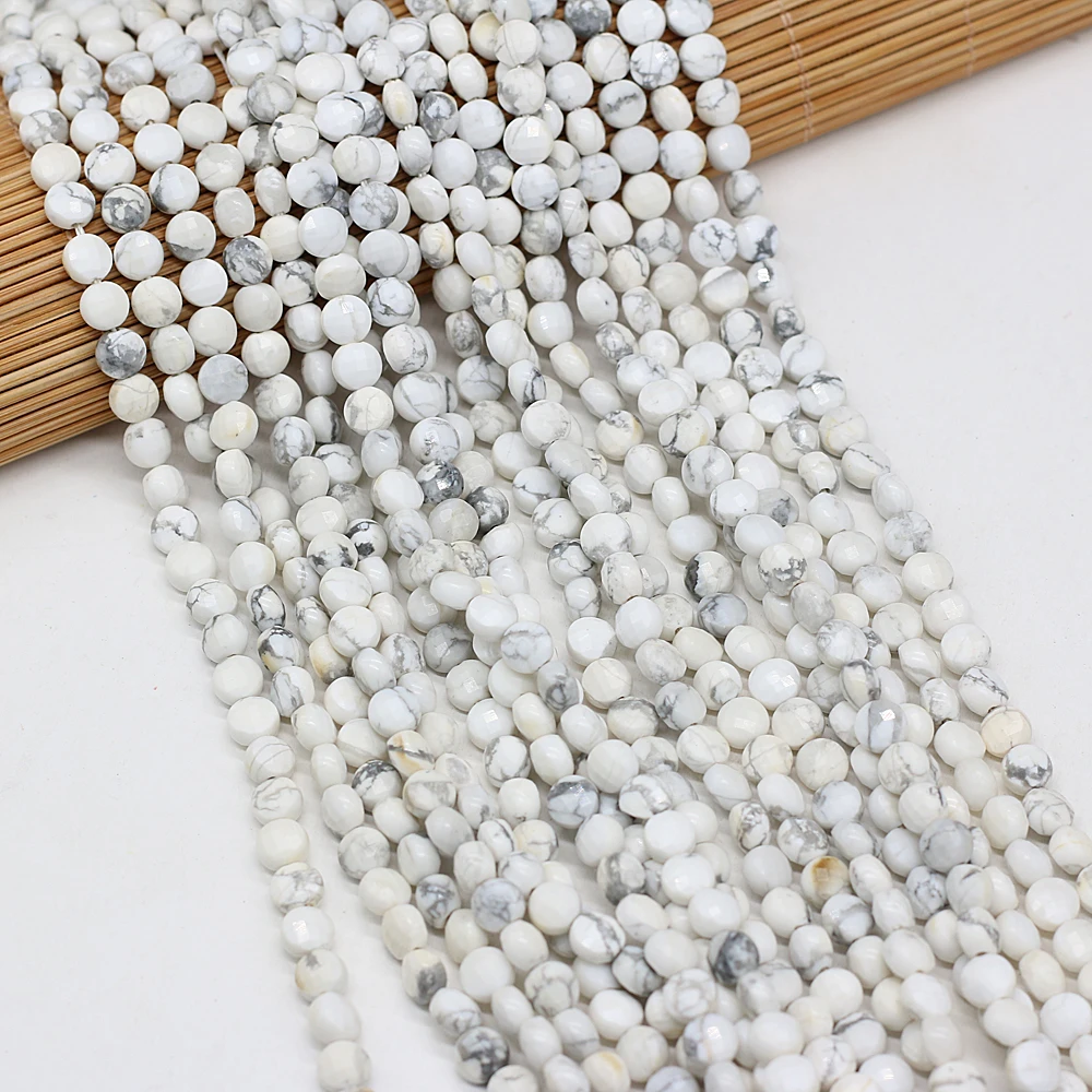 

Natural Semi-precious Stone Oblate Section Beads White Turquoise 6mm For DIY Necklace Earrings Accessories Gift Length 38cm