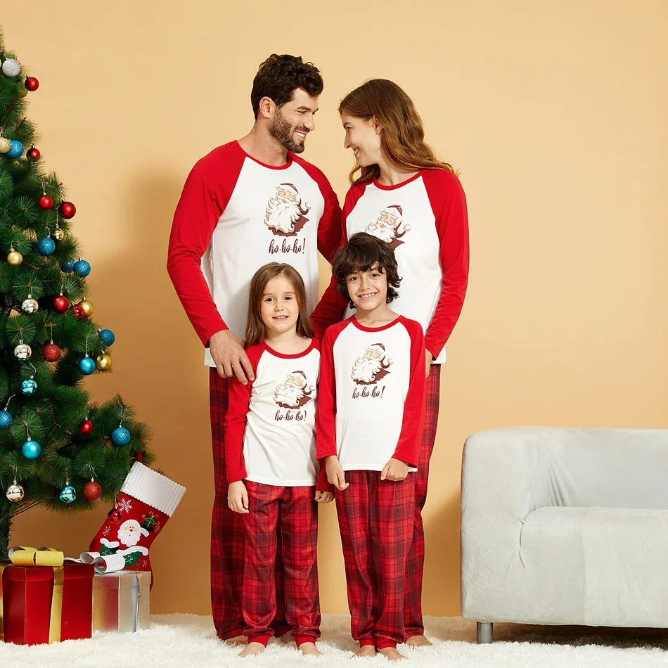 

2020 осень-зима Новая Домашняя одежда домашний костюм Санта Клаус печатных родитель-ребенок рождественских пижам для всей семьи; 2020 одежда дл...
