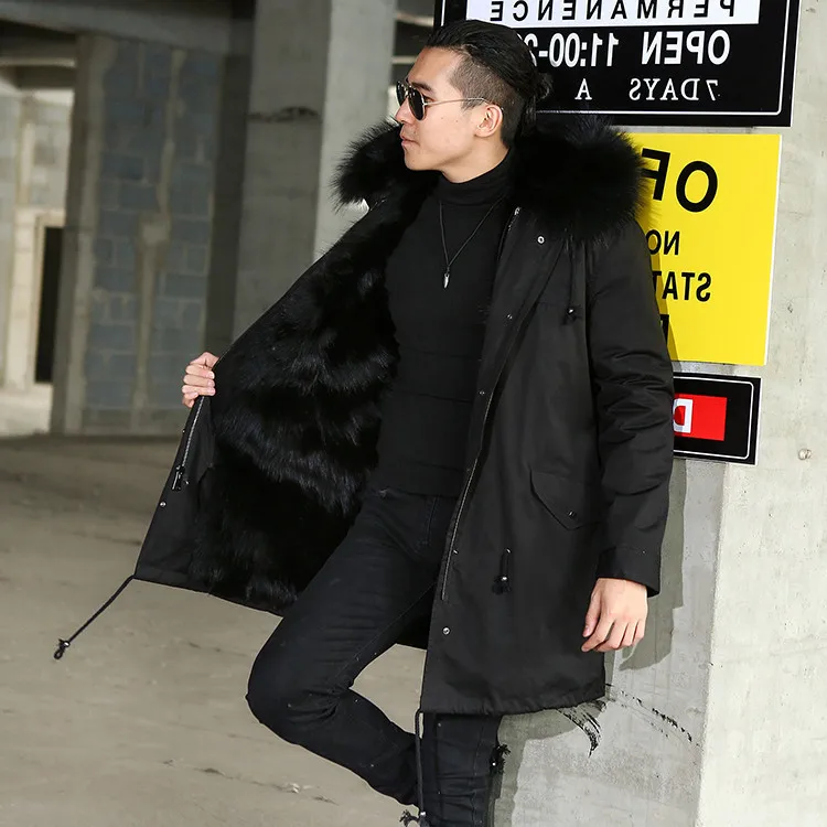 Отправить преодолеть мужской Осень зима haining новые с мехом енота мех кожа Продажа