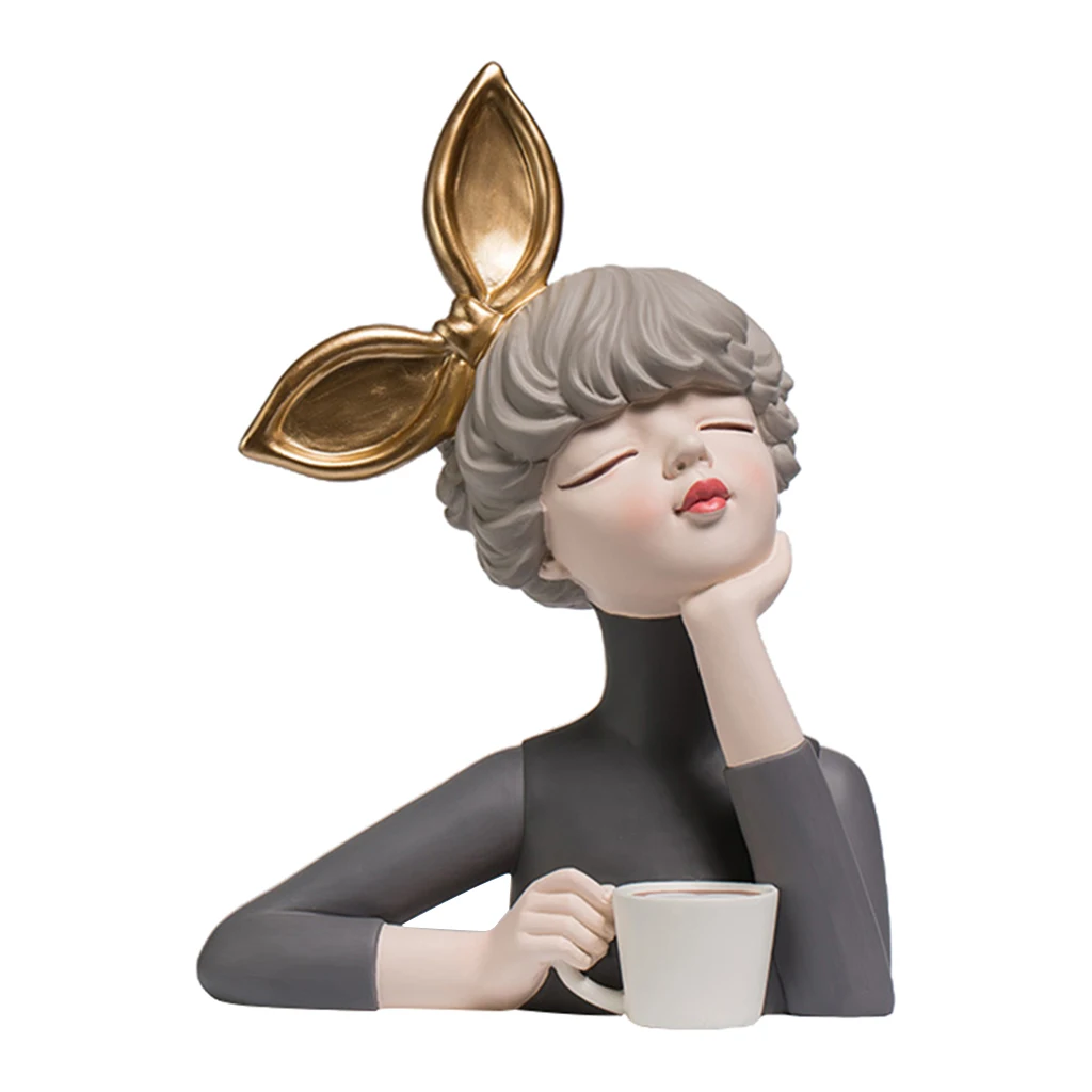 

Resin Girls Statue Sculpture Nordic Style Ornament Figurine Craft for Home