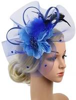 women fascinator feather hat with hair hoop flower mesh hair clip for wedding cocktail tea party church