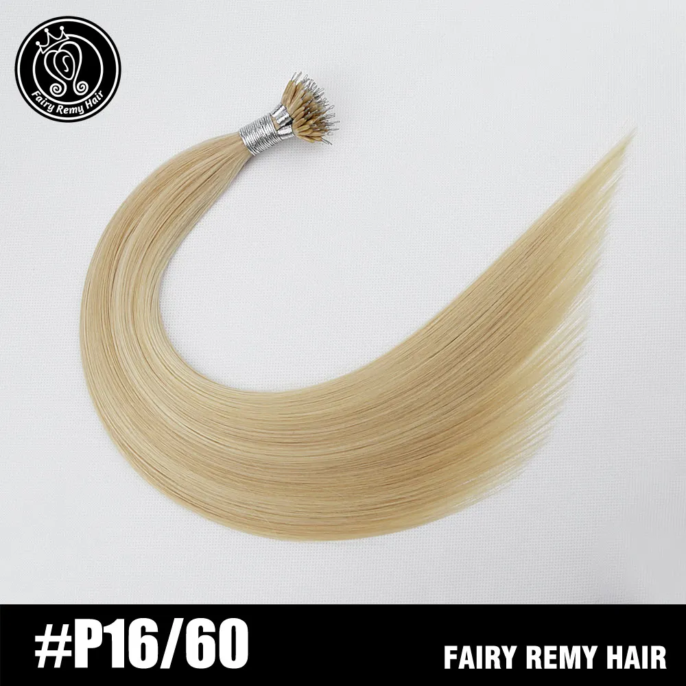 Сказочные волосы remy 0,8 г/локон 16 дюймов Remy микро бусины для наращивания волос в нано кольцах ссылки российские натуральные волосы Платина блонд цвет 40 г - Цвет: P16-60