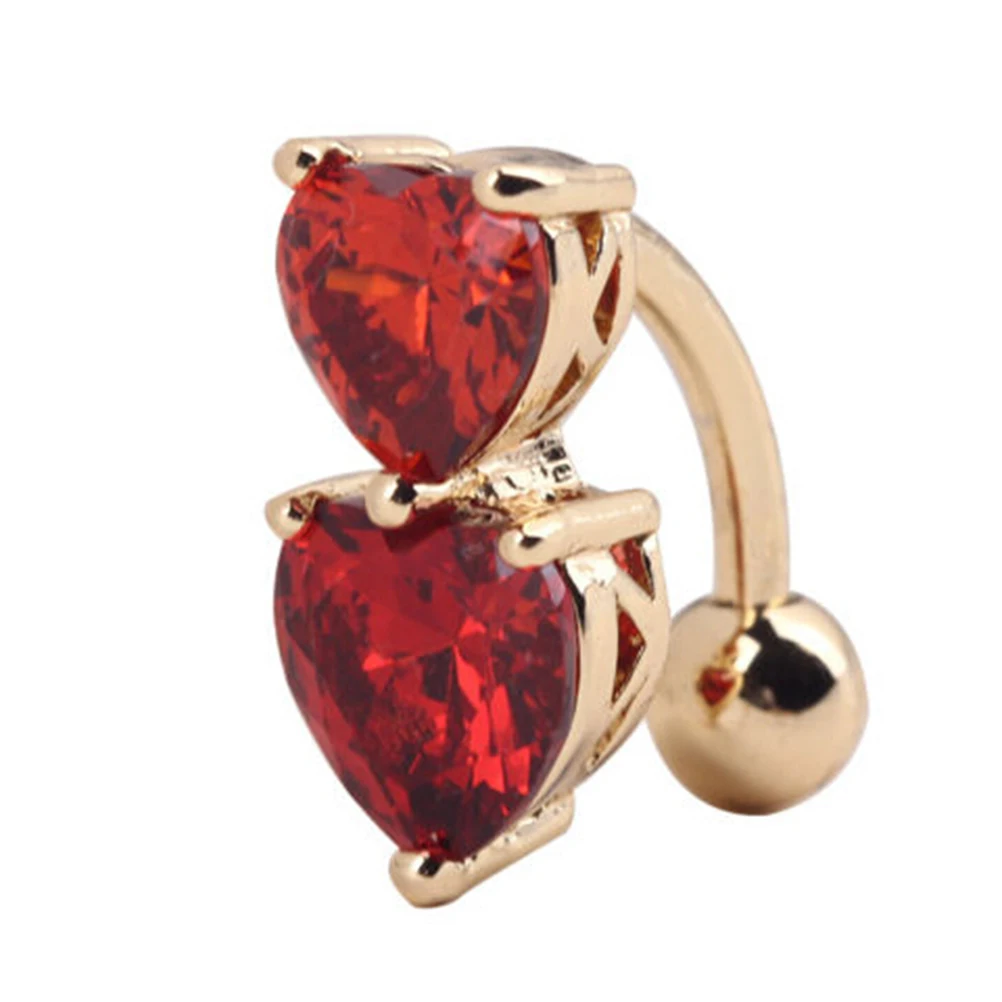 1 шт. цвета: золотистый пирсинг Для женщин сексуальные пупок штангой два сердца