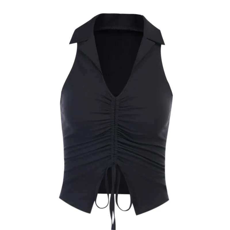 

Tops for Women Summer 2021 Ladies Sleeveless Bandage Crop Top Casual Elegant Party Club Black Green White Sexy Tank Tops