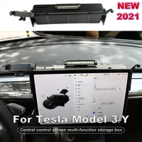 central control screen multi function storage box mobile phone holder hook up for tesla model 3y 2021 accessories modification