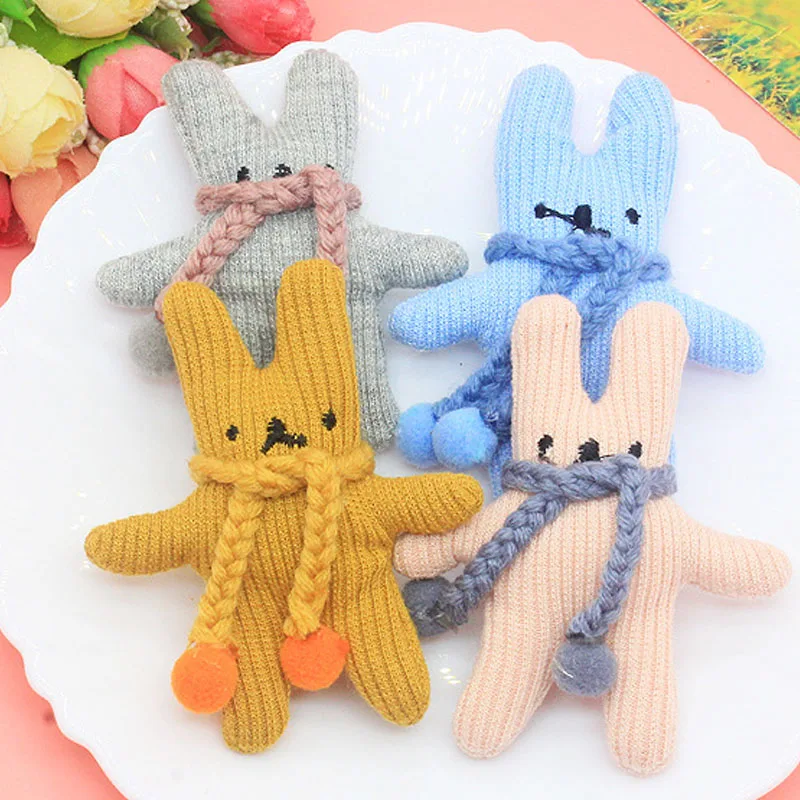 

5pcs/lot 5.5*7.3cm Cartoon Colorful Wool Scarf Bear Patch DIY Headwear Hair Accessories Cute Braided Scarf Bear Decorations