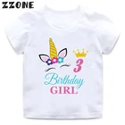 Футболка для девочек на день рождения, с изображением милого единорога, с цифрами 1-10, летняя, детская, HKP2473